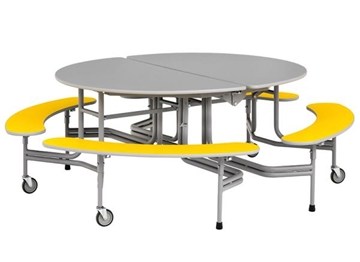 Image de Table pliante ovale SICO 12 pers. 215 x195 cm avec banc fixe - 61 cm